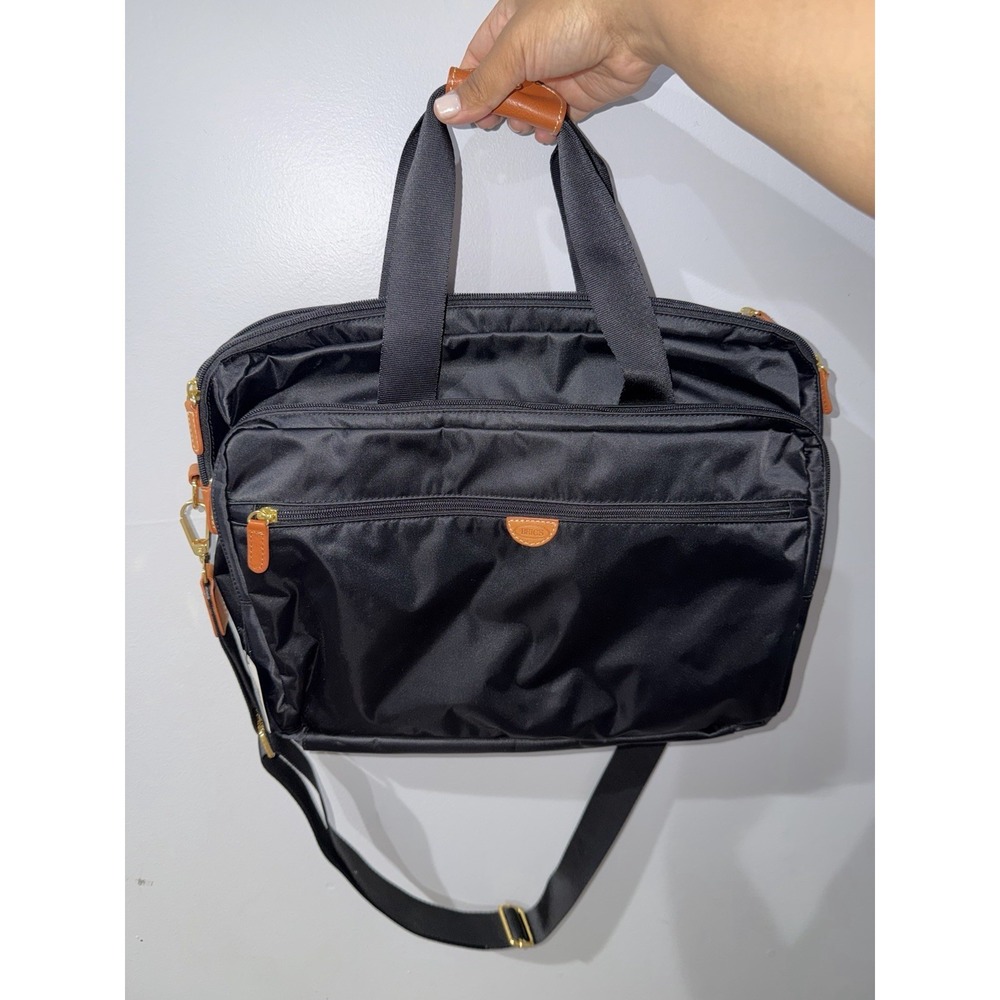 BRIC'S‎ Milano Black 100% NYLON Briefcase Business Laptop Shoulder Bag NWT L